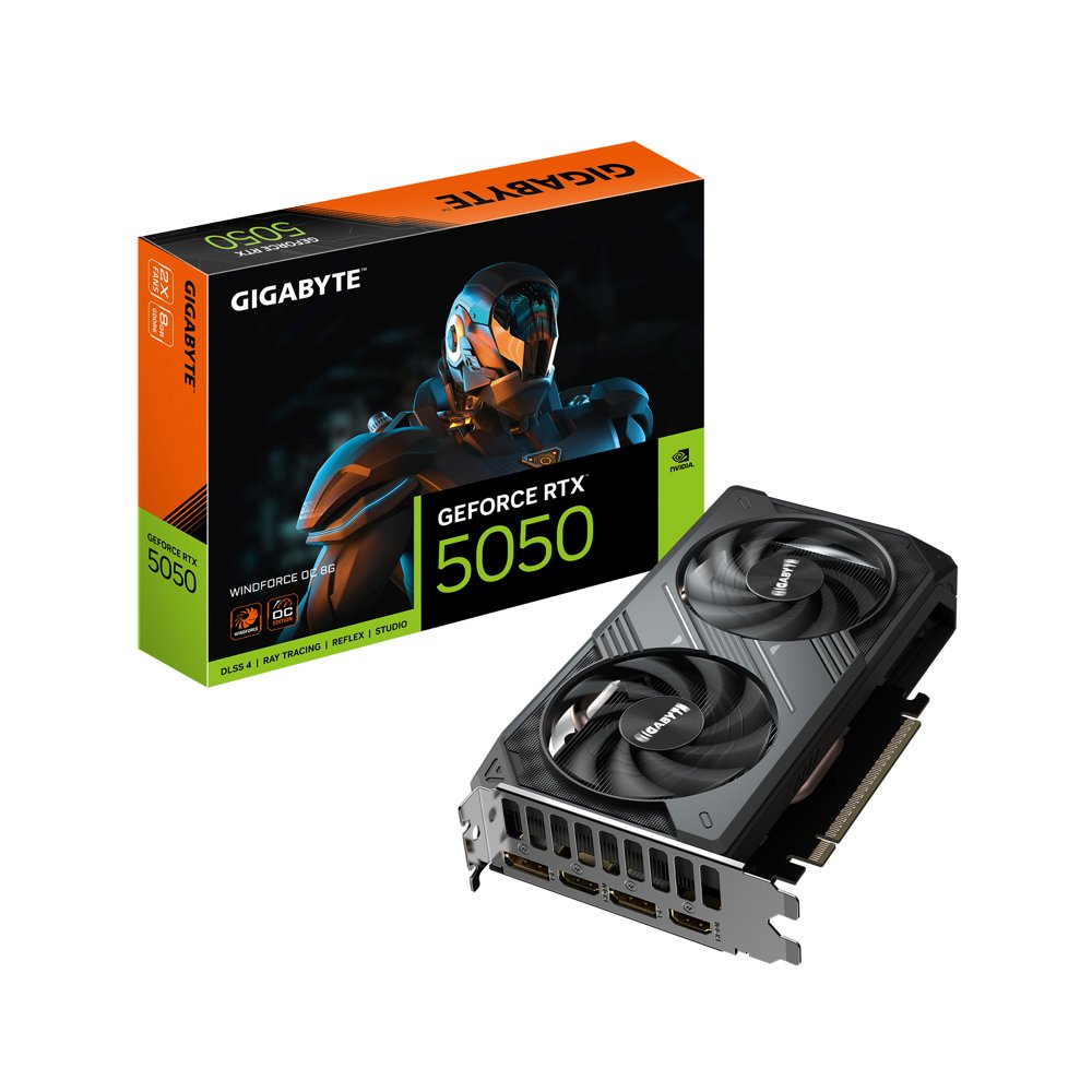 GIGABYTE GeForce RTX 5050 WINDFORCE OC | 8GB GDDR6 | DLSS 4 | Videokaart | Nvidia GPU - Matmuis - Matmuis